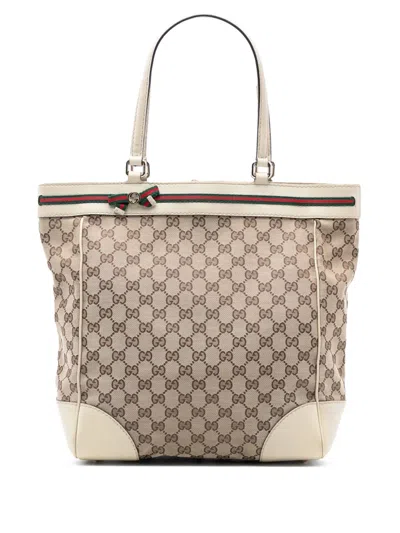 Pre-owned Gucci 2016-2025 Gg Canvas Mayfair Tote Bag In Brown