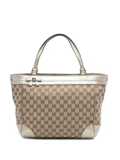 Pre-owned Gucci 2016-2025 Gg Canvas Mayfair Tote Bag In Brown
