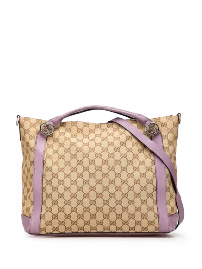 Pre-owned Gucci 2016-2025 Gg Canvas Miss Gg Satchel In Brown