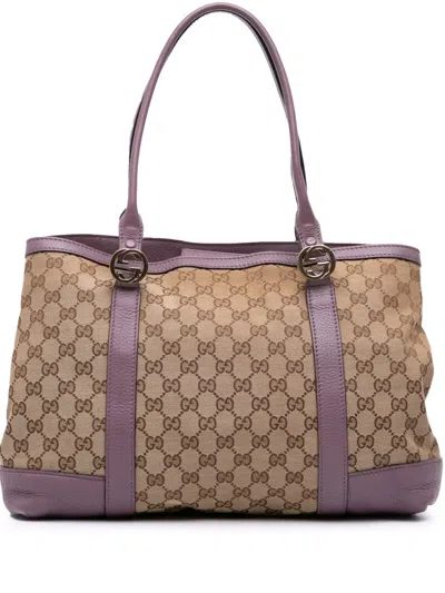 Pre-owned Gucci 2016-2025 Gg Canvas Miss Gg Tote Bag In Brown