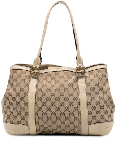 Pre-owned Gucci 2016-2025 Gg Canvas Miss Gg Tote Bag In Brown