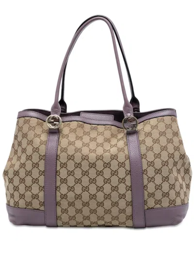 Pre-owned Gucci 2016-2025 Gg Canvas Miss Gg Tote Bag In Brown
