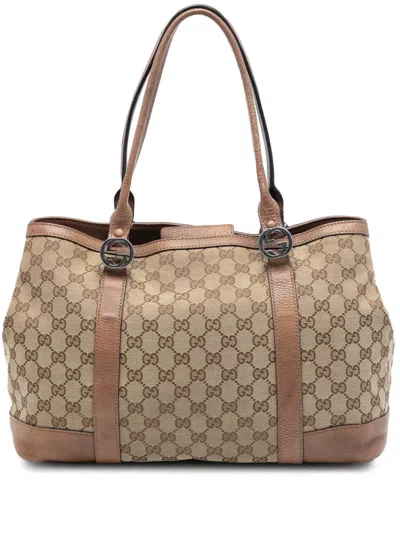 Pre-owned Gucci 2016-2025 Gg Canvas Miss Gg Tote Bag In Brown