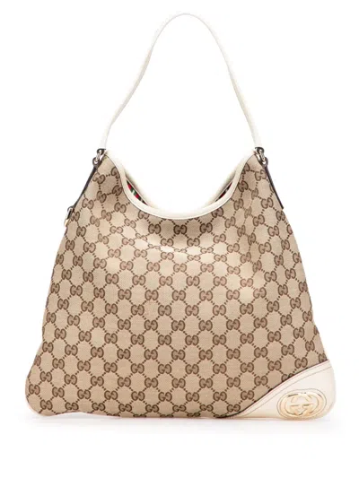 Pre-owned Gucci 2016-2025 Gg Canvas New Britt Hobo Bag