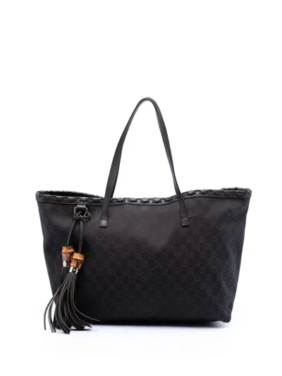 Pre-owned Gucci 2016-2025 Gg Canvas Peggy Braided Tote Bag In Brown