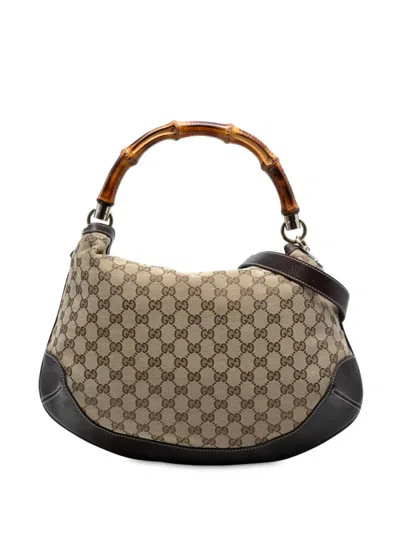 Pre-owned Gucci 2016-2025 Gg Canvas Peggy Satchel In Brown
