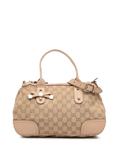 Pre-owned Gucci 2016-2025 Gg Canvas Princy Satchel In Brown