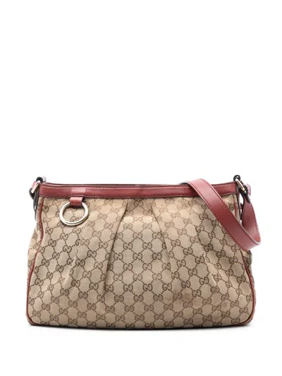 Pre-owned Gucci 2016-2025 Gg Canvas Sukey Crossbody Bag In Brown