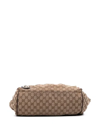 Pre-owned Gucci 2016-2025 Gg Canvas Sukey Satchel In Brown