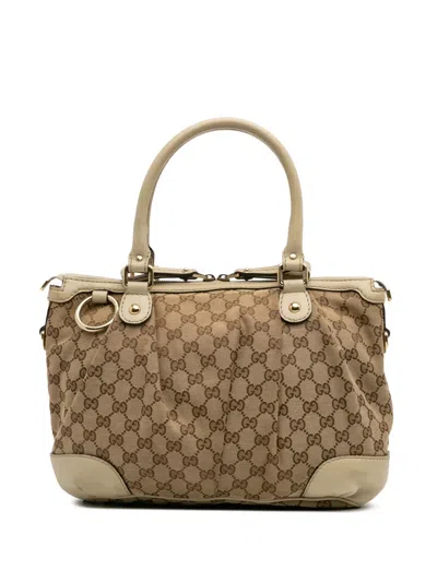 Pre-owned Gucci 2016-2025 Gg Canvas Sukey Satchel In Brown