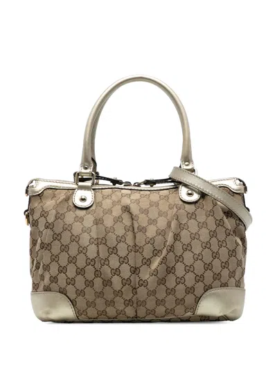 Pre-owned Gucci 2016-2025 Gg Canvas Sukey Satchel In Brown
