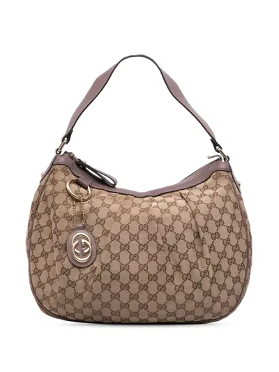 Pre-owned Gucci 2016-2025 Gg Canvas Sukey Shoulder Bag In Brown