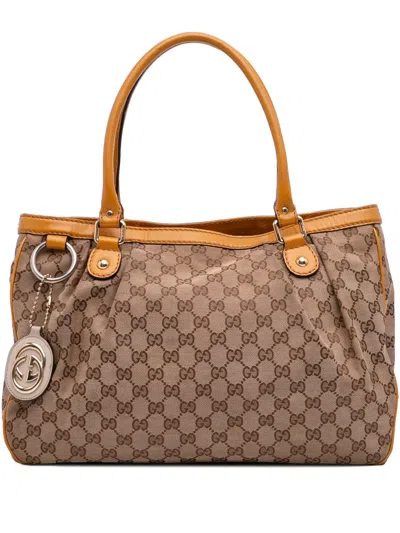 Pre-owned Gucci 2016-2025 Gg Canvas Sukey Tote Bag In Brown