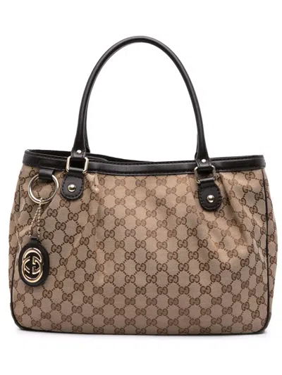 Pre-owned Gucci 2016-2025 Gg Canvas Sukey Tote Bag In Brown