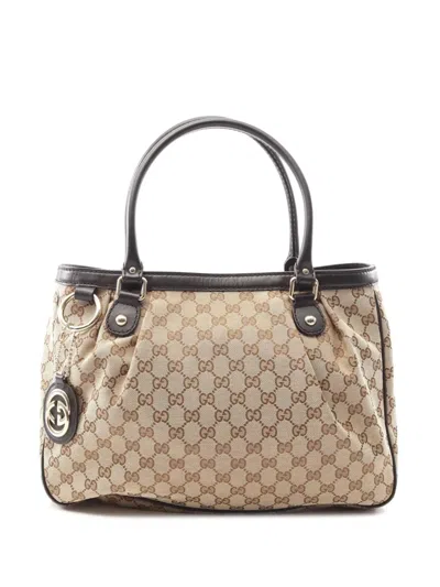 Pre-owned Gucci 2016-2025 Gg Canvas Sukey Tote Bag In Brown