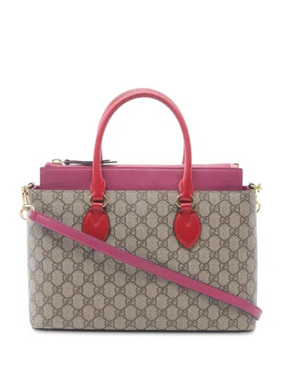 Pre-owned Gucci 2016-2025 Gg Canvas Supreme Satchel In Brown