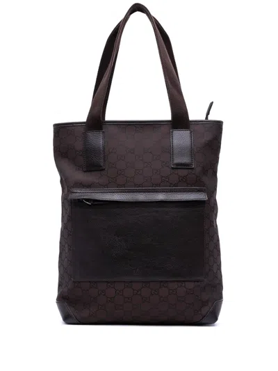 Pre-owned Gucci 2016-2025 Gg Canvas Tote Bag In Brown