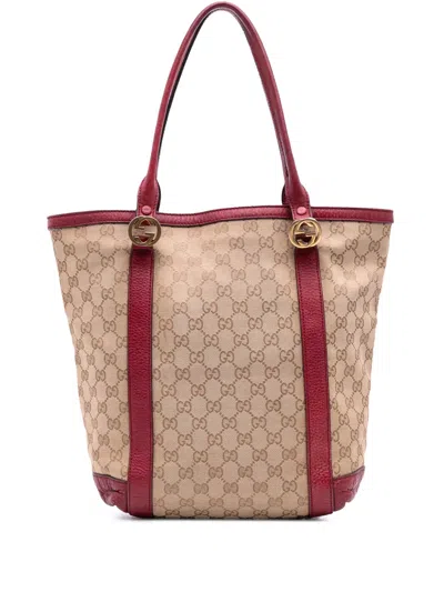 Pre-owned Gucci 2016-2025 Gg Canvas Twins Tote Bag In Brown