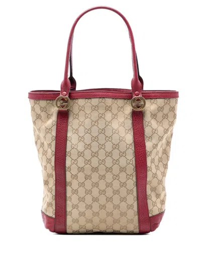Pre-owned Gucci 2016-2025 Gg Canvas Twins Tote Bag In Brown