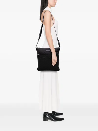 Pre-owned Gucci 2016-2025 Gg Canvas Web Crossbody Bag In Black