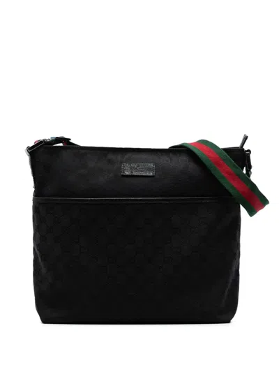 Pre-owned Gucci 2016-2025 Gg Canvas Web Crossbody Bag In Black