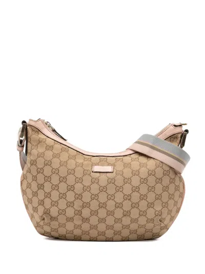 Pre-owned Gucci 2016-2025 Gg Canvas Web Crossbody Bag In Brown