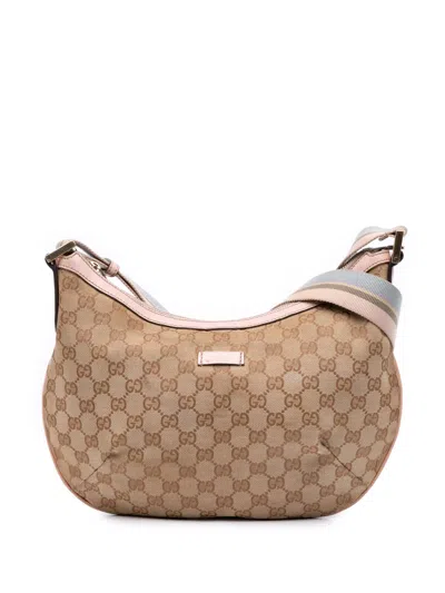 Pre-owned Gucci 2016-2025 Gg Canvas Web Crossbody Bag In Pink