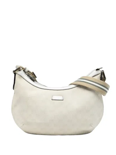 Pre-owned Gucci 2016-2025 Gg Canvas Web Crossbody Bag In White