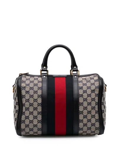 Pre-owned Gucci 2016-2025 Gg Canvas Web Joy Boston Bag Satchel In Brown