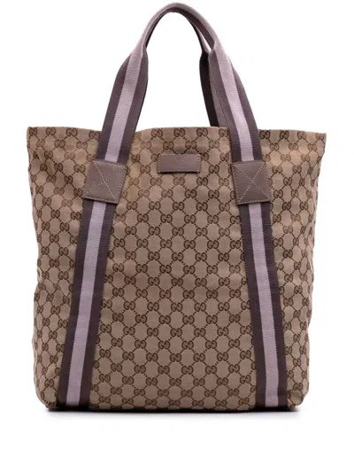 Pre-owned Gucci 2016-2025 Gg Canvas Web Tote Bag