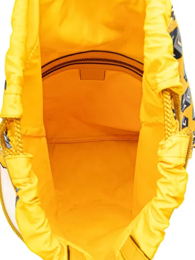 Pre-owned Gucci 2016-2025 Gg Cotton Wallpaper Neo Vintage Drawstring Backpack In Yellow