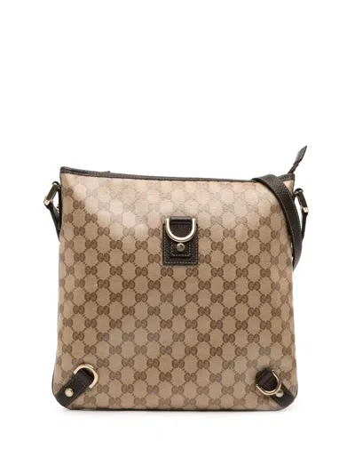 Pre-owned Gucci 2016-2025 Gg Crystal Abbey D Ring Crossbody Bag In Brown