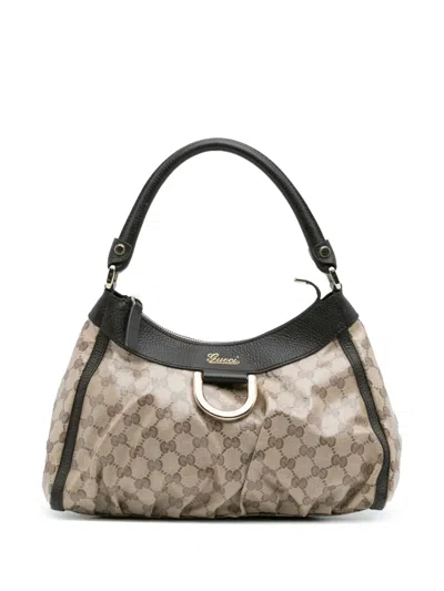Pre-owned Gucci 2016-2025 Gg Crystal Abbey D Ring Shoulder Bag In Brown