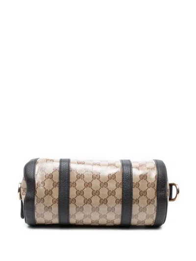 Pre-owned Gucci 2016-2025 Gg Crystal Duchessa Satchel In Brown