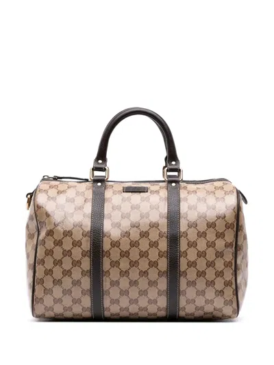 Pre-owned Gucci 2016-2025 Gg Crystal Joy Boston Bag In Brown