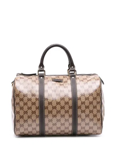 Pre-owned Gucci 2016-2025 Gg Crystal Joy Boston Bag In Brown
