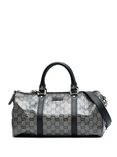 Pre-owned Gucci 2016-2025 Gg Crystal Joy Boston Bag Satchel In Gray