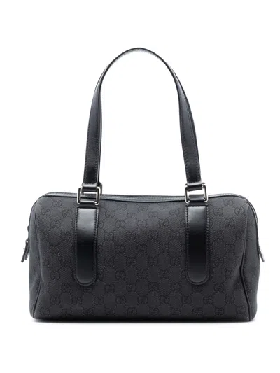 Pre-owned Gucci 2016-2025 Gg Denim Charmy Boston Bag In Gray