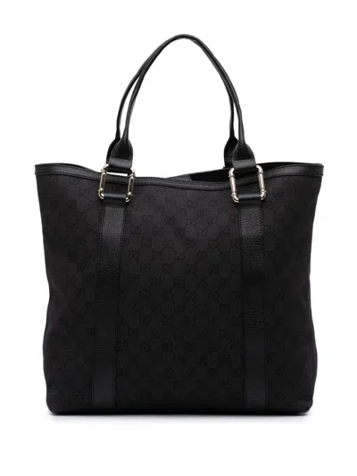 Pre-owned Gucci 2016-2025 Gg Denim Tote Bag In Black