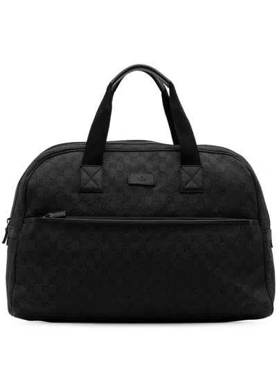Pre-owned Gucci 2016-2025 Gg Denim Travel Bag In Gray