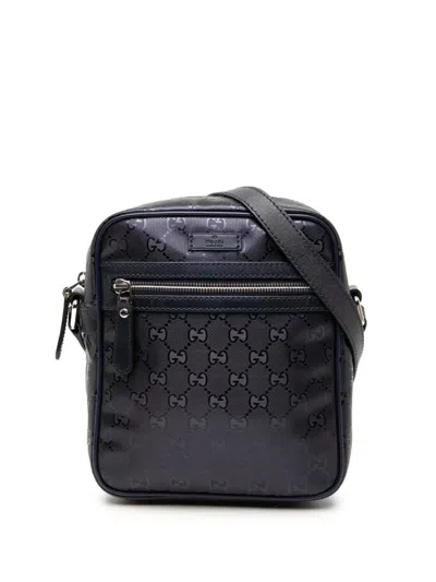 Pre-owned Gucci 2016-2025 Gg Imprime Crossbody Bag In Blue