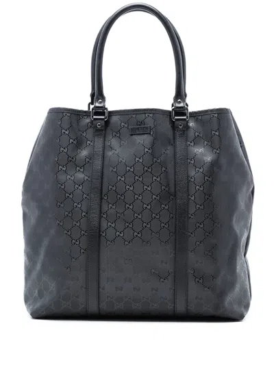 Pre-owned Gucci 2016-2025 Gg Imprime Joy Vertical Tote Bag In Black