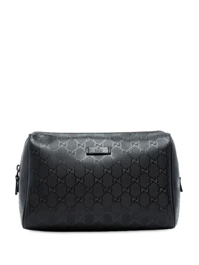 Pre-owned Gucci 2016-2025 Gg Imprime Pouch In Black
