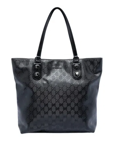 Pre-owned Gucci 2016-2025 Gg Imprime Tote Bag In Black