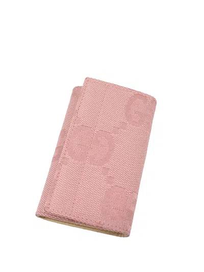 Pre-owned Gucci 2016-2025 Gg Marmont Canvas Case Key Holder In Pink