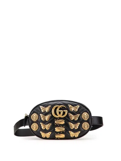 Pre-owned Gucci 2016-2025 Gg Marmont Matelasse Leather Animalier Belt Bag