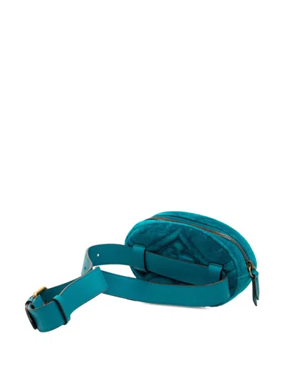 Pre-owned Gucci 2016-2025 Gg Marmont Velvet Matelasse Belt Bag In Blue