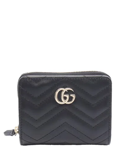 Pre-owned Gucci 2016-2025 Gg Marmont Wallet Small Wallets In Black