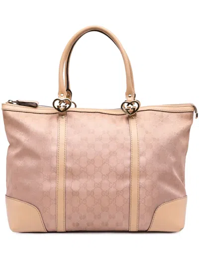 Pre-owned Gucci 2016-2025 Gg Metallic Canvas Lovely Tote Bag In Pink