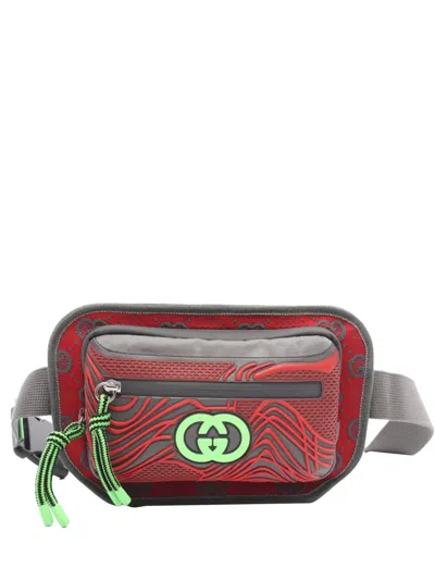 Pre-owned Gucci 2016-2025 Gg Nylon And Rubber Belt Bag In Gray